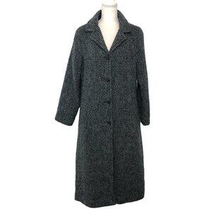 BOYNE VALLEY WEAVERS VTG Handcrafted Ireland Long Wool Blend Coat Medium Black